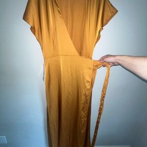 Azazie Elegant Gold Wrap Dress